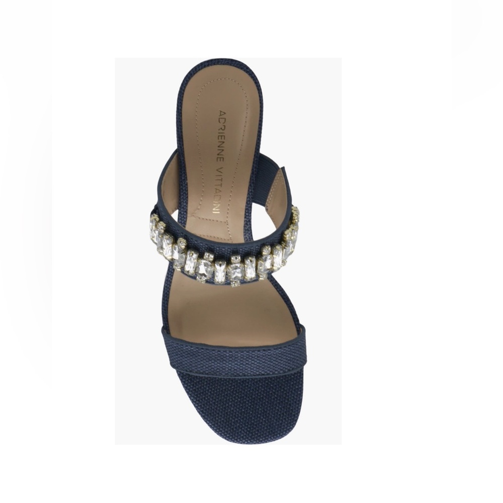 Adrienne Vittadini Acres Embellished Sandals Blue Raffia Women’s Size 7.5 Jewels - Picture 6 of 13